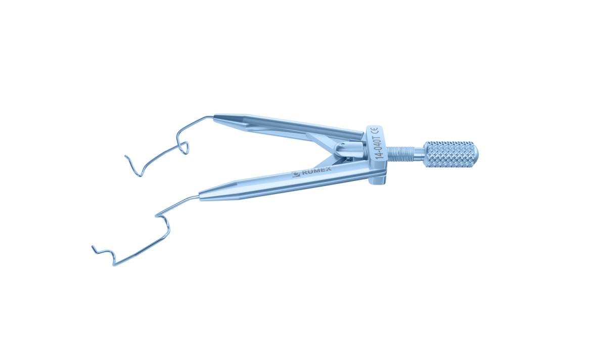 009R 14-040T Lieberman Temporal Speculum, 14.00 mm V-Shaped Blades, Round Branches, Adult Size, Length 76 mm, Titanium