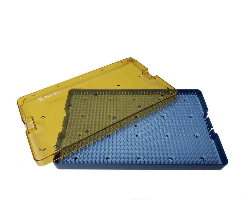 022R 18-304 Plastic Sterilization Tray with Silicone Finger Mat, Extra Large, 254×152×19 mm, 10×6×0.75″