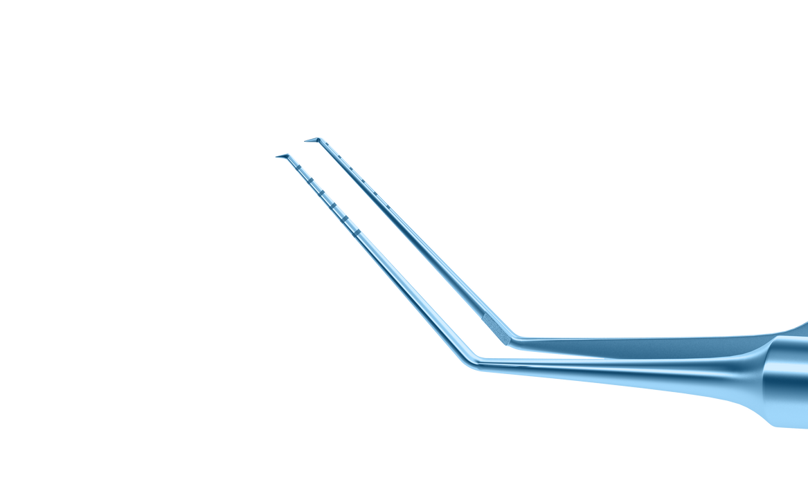 185R 4-03115T Utrata Capsulorhexis Forceps with Scale (6 Engravings, 1.00 mm), Cystotome Tips, 11.50 mm Straight Jaws, Round Handle, Length 110 mm, Titanium