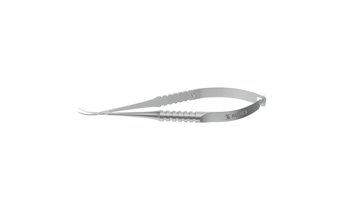 131R 11-062S McPherson-Vannas Curved Iris Scissors, Sharp Tips, 8.00 mm Blades, Round Handle, Length 85 mm, Stainless Steel