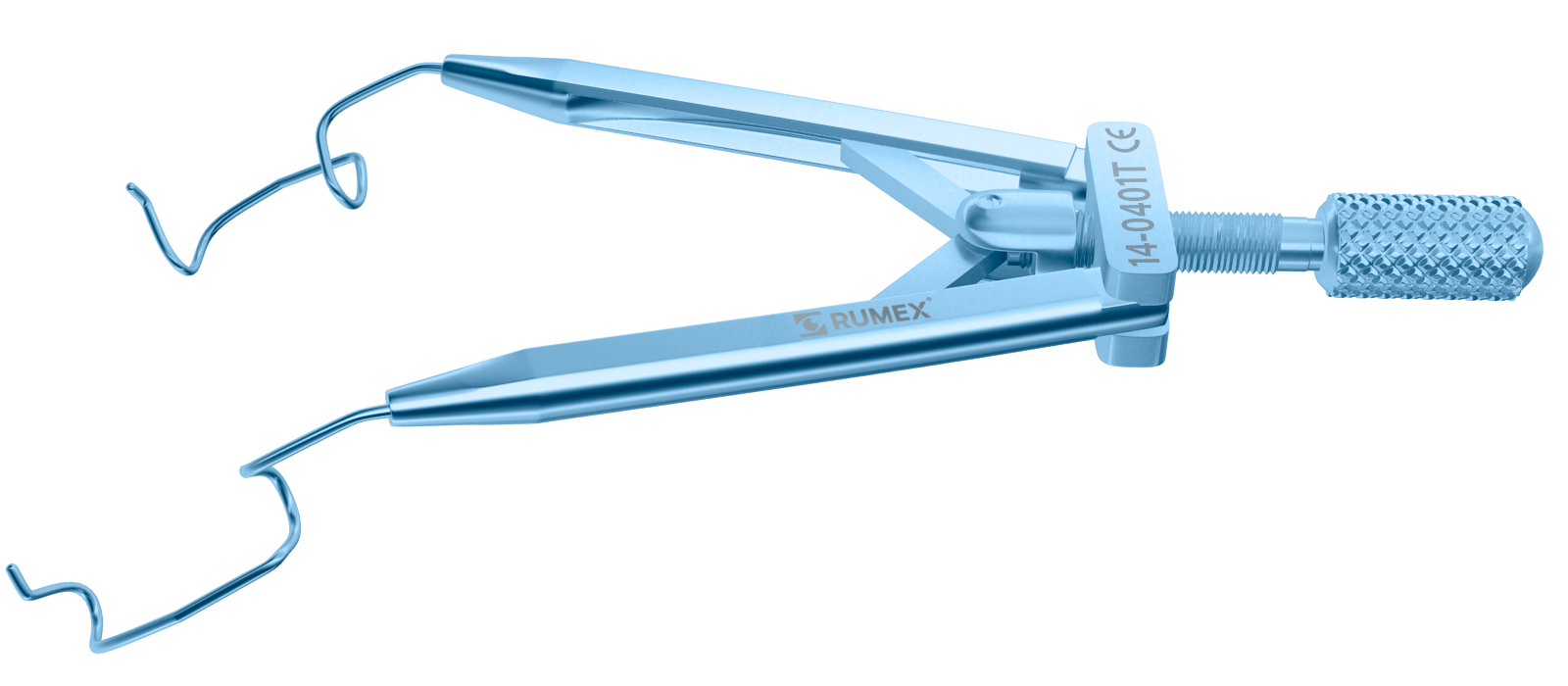 067R 14-0401T Lieberman Temporal Speculum, 14.00 mm V-Shaped Blades, Flat Branches, Adult Size, Length 76 mm, Titanium