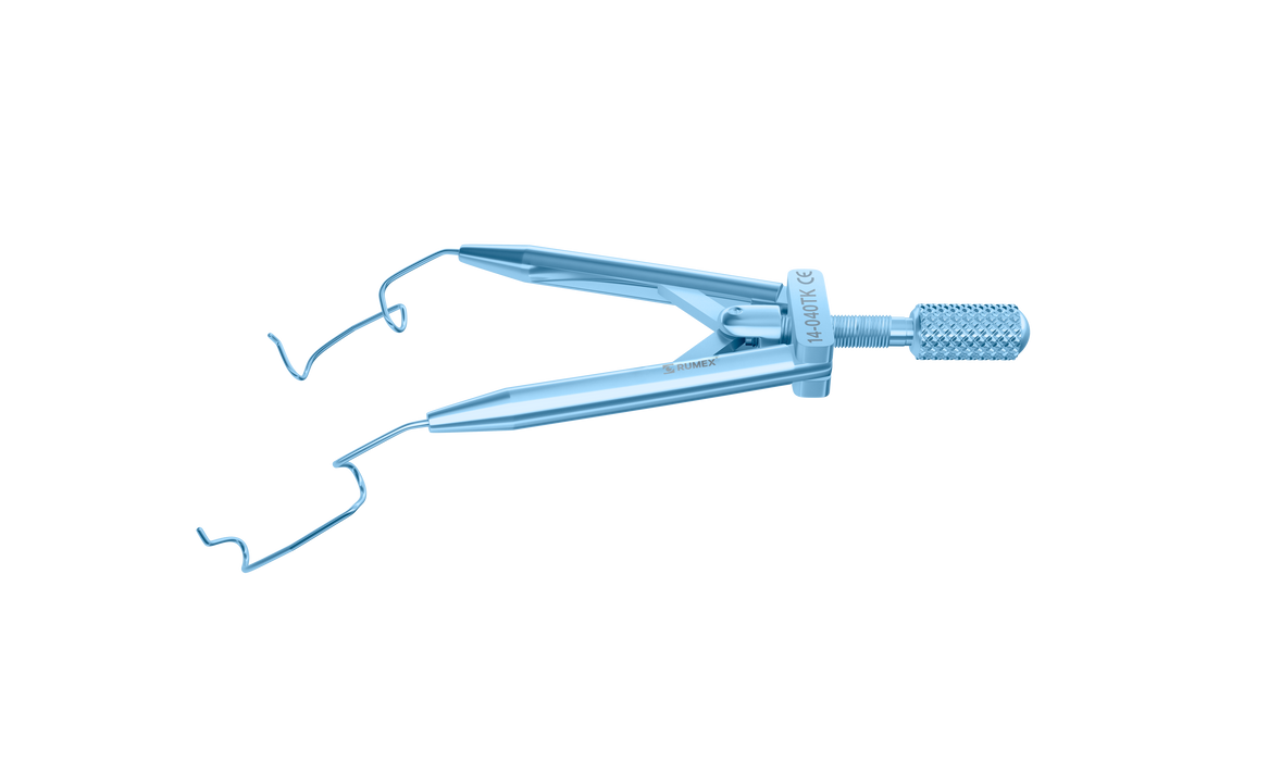 039R 14-040TK Lieberman Temporal Speculum, 14.00 mm Kratz Style Blades, Round Branches, Adult Size, Length 71 mm, Titanium