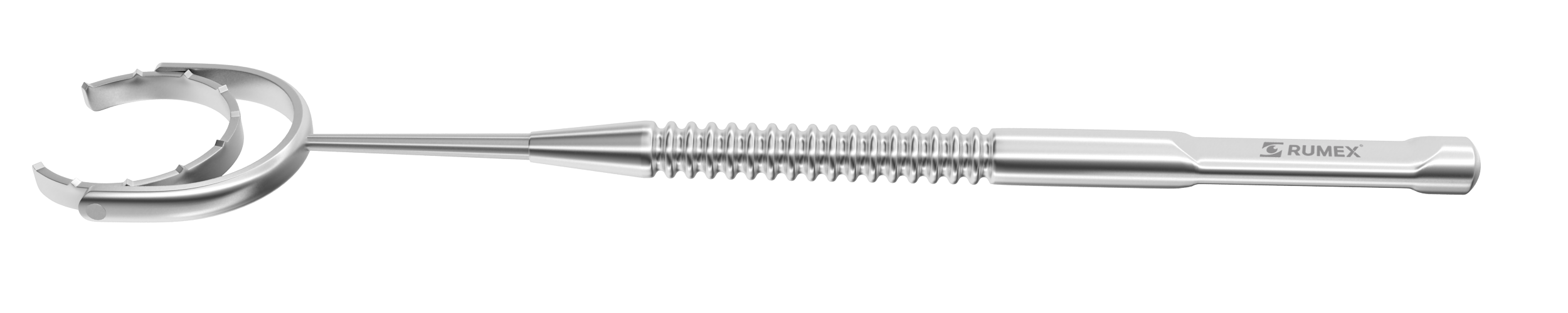999R 16-036S Fine Thornton Phaco Fixation Ring with Swivel, 3/4 Open 13.00 mm Diameter Ring with Teeth, Length 96 mm, Stainless Steel