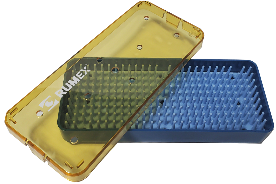 306R 18-301 Plastic Sterilization Tray with Silicone Finger Mat, Small, 152×63.5×19 mm, 6×2.5×0.75″