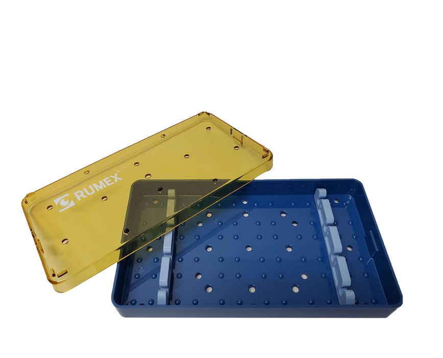 737R 18-303-1 Plastic Sterilization Tray with 2 Special Silicone Plug-In Inserts for 4 Instruments, Medium, 190×101×19 mm, 7.5×4×0.75″