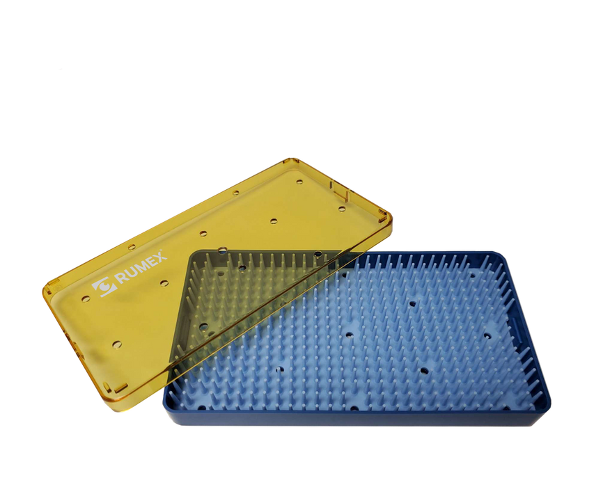 157R 18-303 Plastic Sterilization Tray with Silicone Finger Mat, Medium, 190×101×19 mm, 7.5×4×0.75″