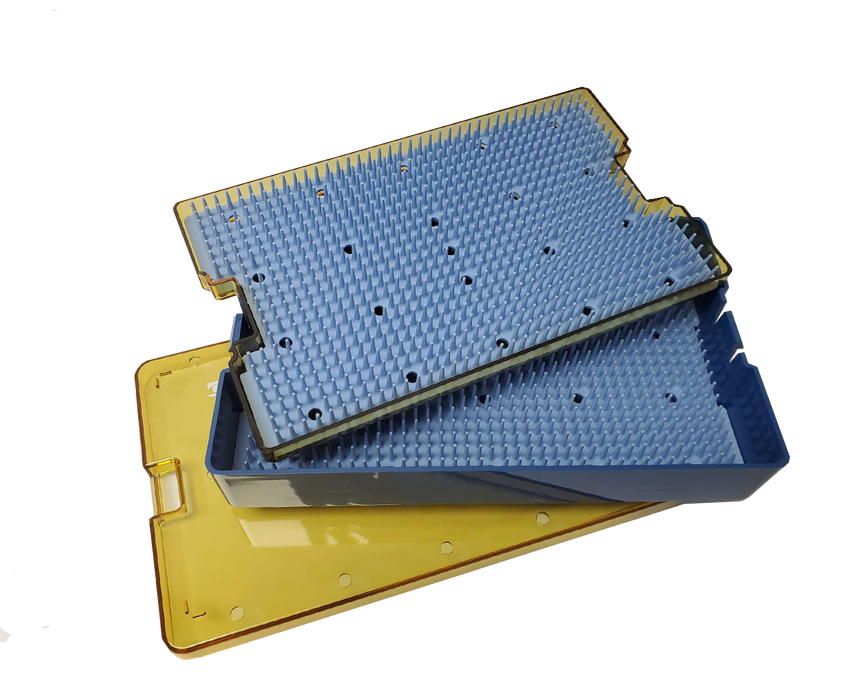 019R 18-305 Plastic Sterilization Tray with Silicone Finger Mat, Double Level, Extra Large, 254×152.4×38 mm, 10×6×1.5″