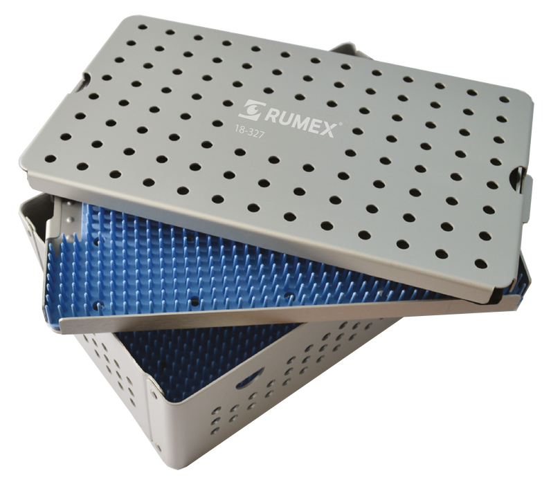 999R 18-327 Aluminum Sterilization Tray with Silicone Mat, Double Level, 260×160×80 mm, 10.25×6.25×3.25″