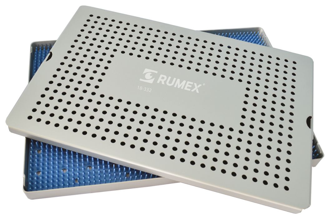 999R 18-332 Aluminum Sterilization Tray with Silicone Mat, 310×235×20 mm, 12.25×9.25×0.80″