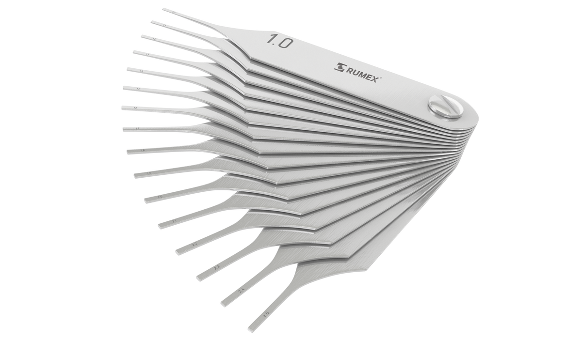 683R 2-062S Rumex Internal Micro Incision Gauges, 16 Blades 1.00-2.50 mm, Length 75 mm, Stainless Steel