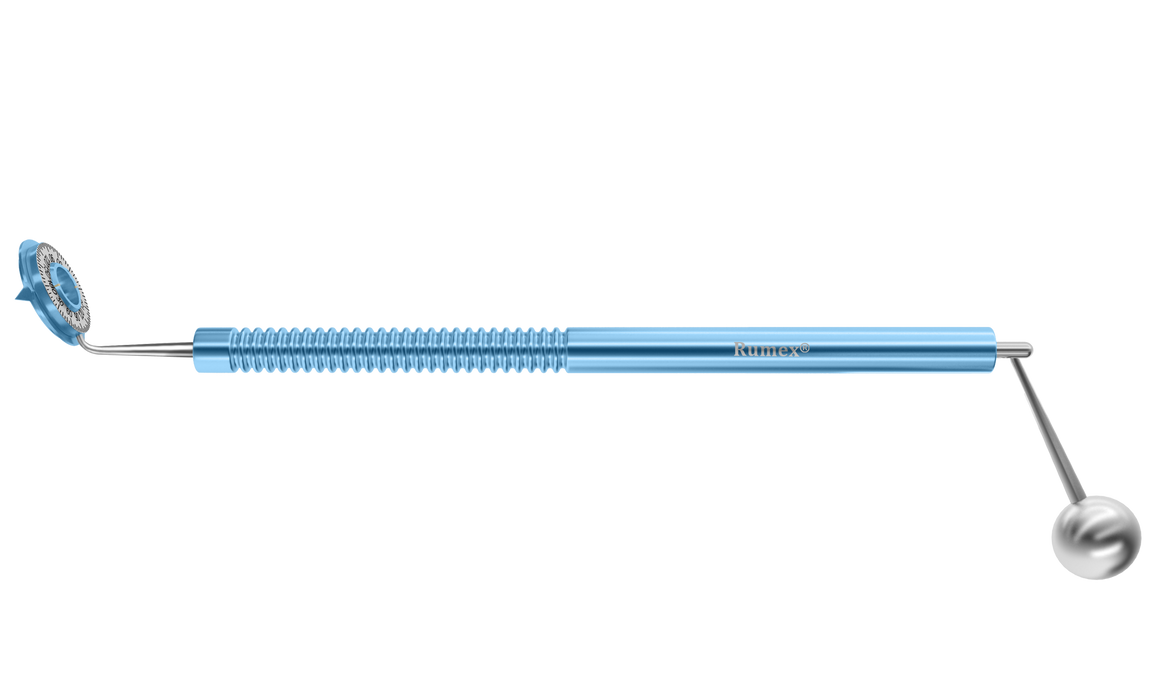 034R 3-196 Richman Toric Marker, Straight Shaft, Rotating Ring for Accurate Alignment, Wide Central Opening, Stainless Steel Gravity System, Length 132 mm, Round Titanium Handle