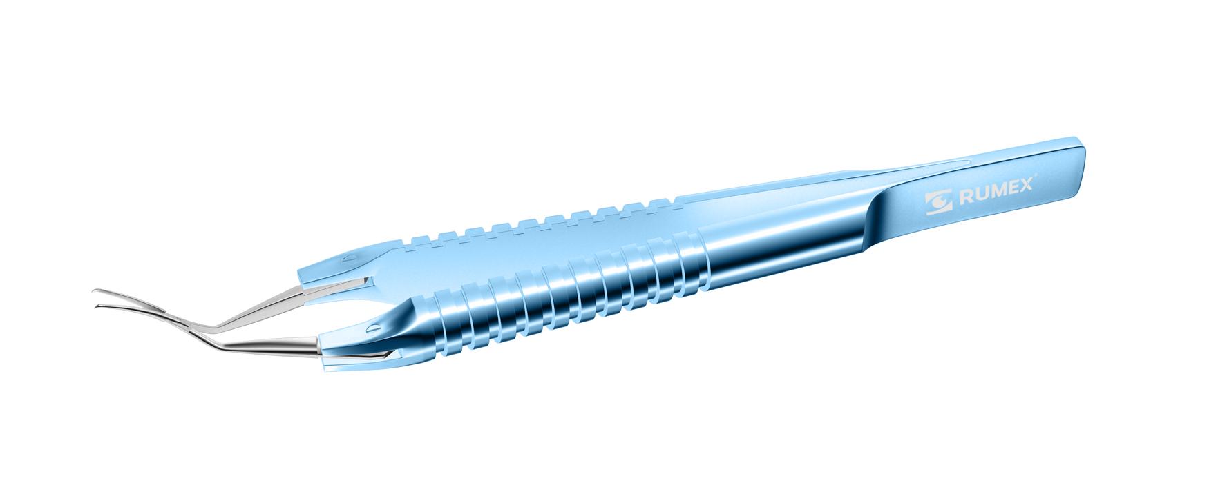 595R 4-0394 Capsulorhexis Forceps with Scale (2.50/5.00 mm), Cross-Action, for 1.50 mm Incisions, Curved Stainless Steel Jaws (8.50 mm), Short Lever (16.00 mm), Medium (91 mm) Round Titanium Handle, Length 110 mm