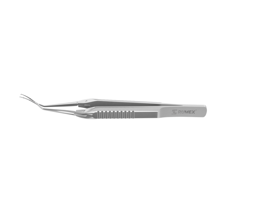 999R 4-03952/SFS Capsulorhexis Forceps with Scale (2.50/5.00 mm), Cross-Action, for 1.50 mm Incisions, Curved Stainless Steel Jaws (8.50 mm), Long Lever (26.00 mm), Short (71 mm) Flat Stainless Steel Handle, Length 100 mm