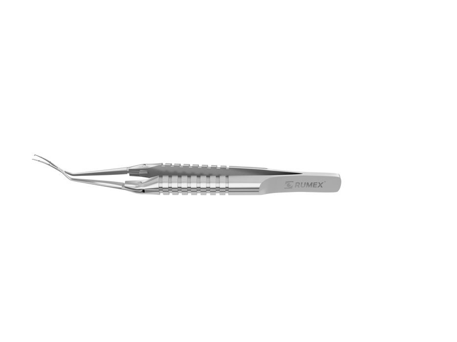 999R 4-03952/SRS Capsulorhexis Forceps with Scale (2.50/5.00 mm), Cross-Action, for 1.50 mm Incisions, Curved Stainless Steel Jaws (8.50 mm), Long Lever (26.00 mm), Short (71 mm) Round Stainless Steel Handle, Length 100 mm