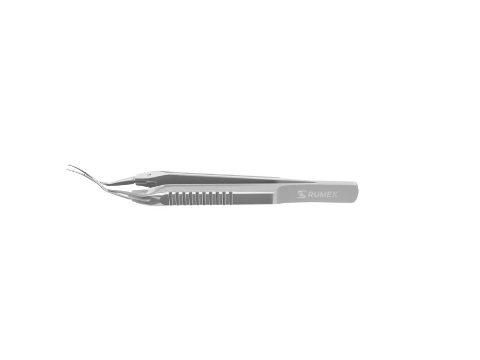 999R 4-0395/SFS Capsulorhexis Forceps with Scale (2.50/5.00 mm), Cross-Action, for 1.50 mm Incisions, Curved Stainless Steel Jaws (8.50 mm), Short Lever (16.00 mm), Short (71 mm) Flat Stainless Steel Handle, Length 90 mm