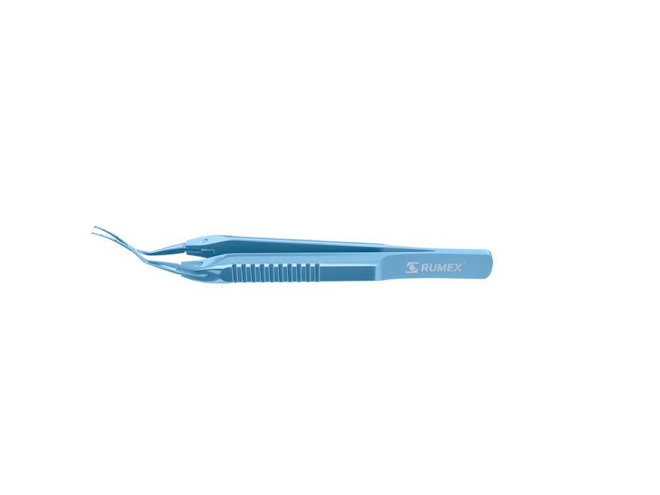 999R 4-0395/SFT Capsulorhexis Forceps with Scale (2.50/5.00 mm), Cross-Action, for 1.50 mm Incisions, Curved Titanium Jaws (8.50 mm), Short Lever (16.00 mm), Short (71 mm) Flat Titanium Handle, Length 90 mm