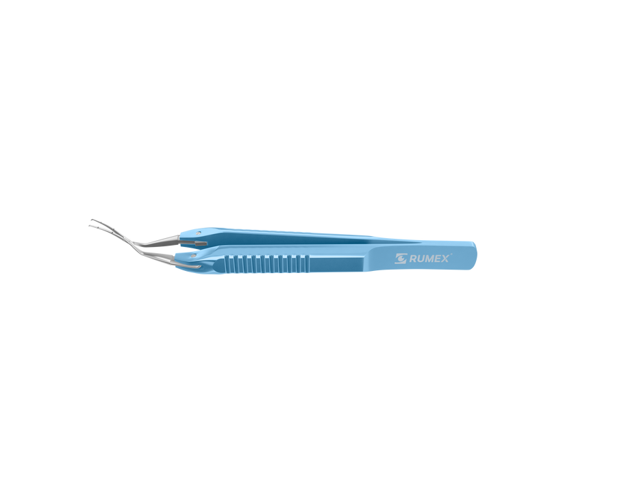 999R 4-0395/SF Capsulorhexis Forceps with Scale (2.50/5.00 mm), Cross-Action, for 1.50 mm Incisions, Curved Stainless Steel Jaws (8.50 mm), Short Lever (16.00 mm), Short (71 mm) Flat Titanium Handle, Length 90 mm