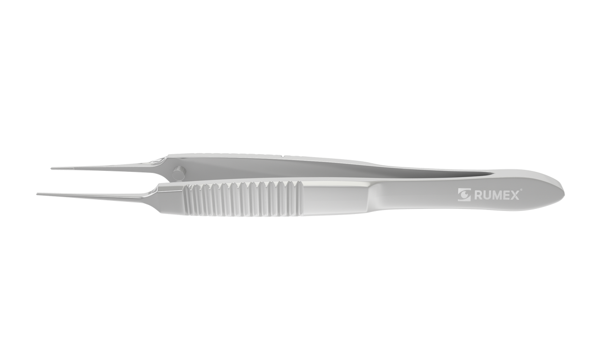 621R 4-100S Iris Forceps with Serrations, Straight Shafts, Flat Serrated Handle, Length 72 mm, Stainless Steel