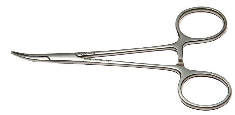 390R 4-123S Halsted Hemostatic Forceps, Curved, Long, Length 125 mm, Stainless Steel