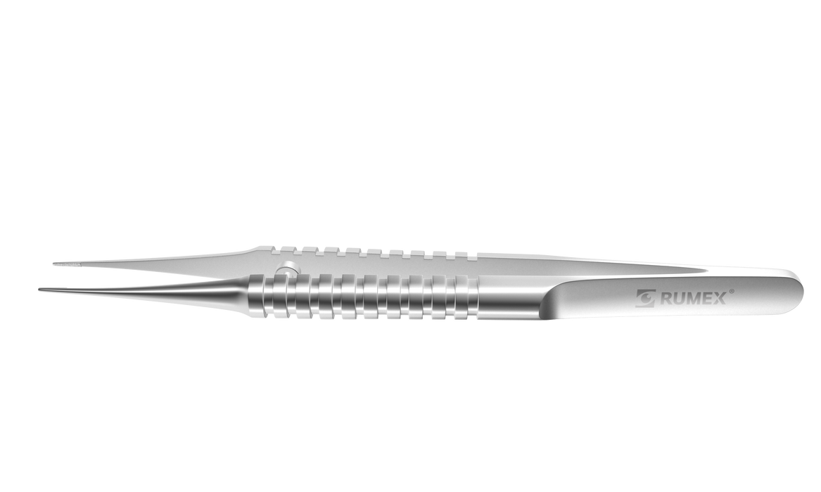 234R 4-185S Tennant Straight Tying Forceps, Extra-Delicate Tips, for 9-0 to 11-0 Sutures, Round Handle, Length 108 mm, Stainless Steel