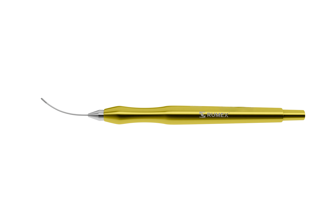 063R 7-0821-23 Aspiration Handpiece for Bimanual Technique, Curved, 23 Ga, One Top Port 0.35 mm, Length 105 mm, Titanium Handle