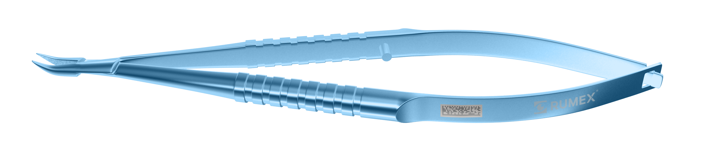 210R 8-021T Barraquer Needle Holder, 12.00 mm Fine Jaws, Curved, without Lock, Small Size, Length 100 mm, Titanium
