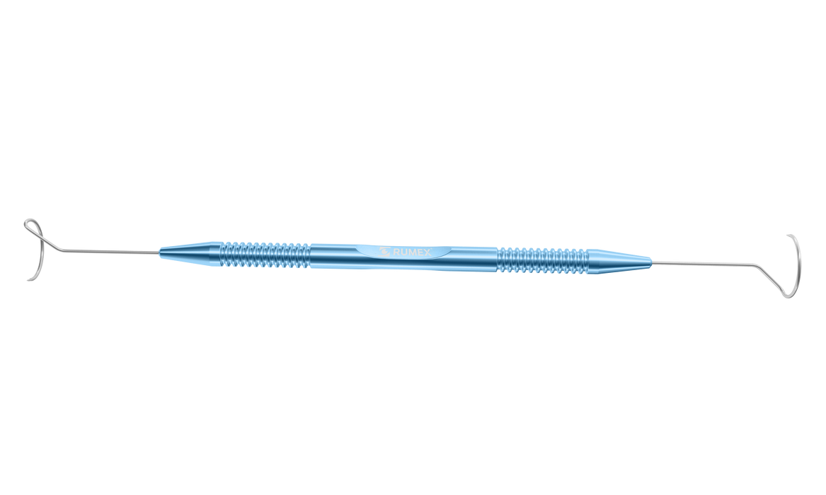 281R 9-031 Pigtail Lacrimal Probe, 8.00 mm Probes with Holes, Polished Tip, Length 125 mm, Round Titanium Serrated Handle