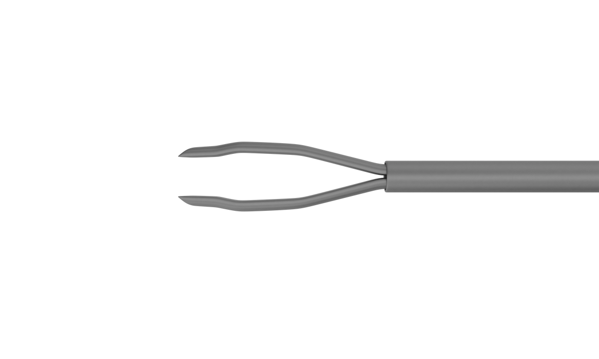551R 12-420-23H Asymmetrical End-Grasping Forceps, Attached to a Universal Handle, with RUMEX Flushing System, 23 Ga