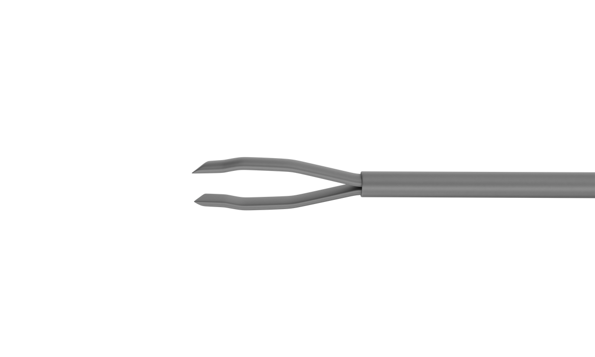 774R 12-420-25H Asymmetrical End-Grasping Forceps, Attached to a Universal Handle, with RUMEX Flushing System, 25 Ga
