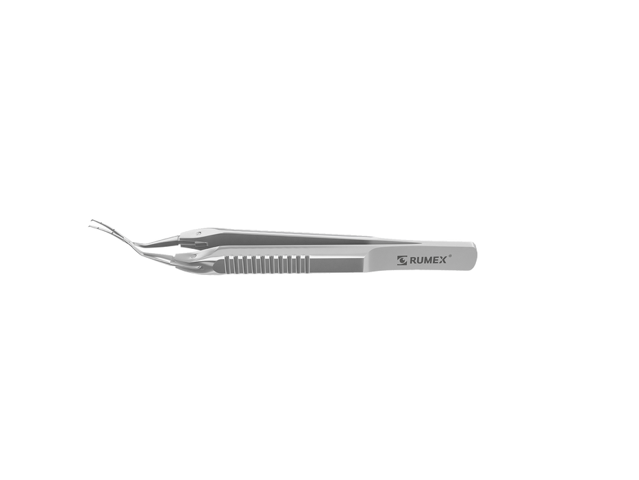 999R 4-0395/SFS Capsulorhexis Forceps with Scale (2.50/5.00 mm), Cross-Action, for 1.50 mm Incisions, Curved Stainless Steel Jaws (8.50 mm), Short Lever (16.00 mm), Short (71 mm) Flat Stainless Steel Handle, Length 90 mm