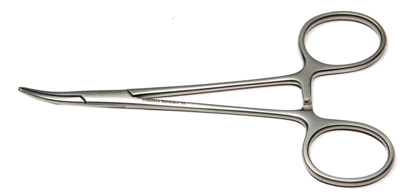 4-123S Halsted Hemostatic Forceps, Curved, Long, Length 125 mm, Stainless  Steel —