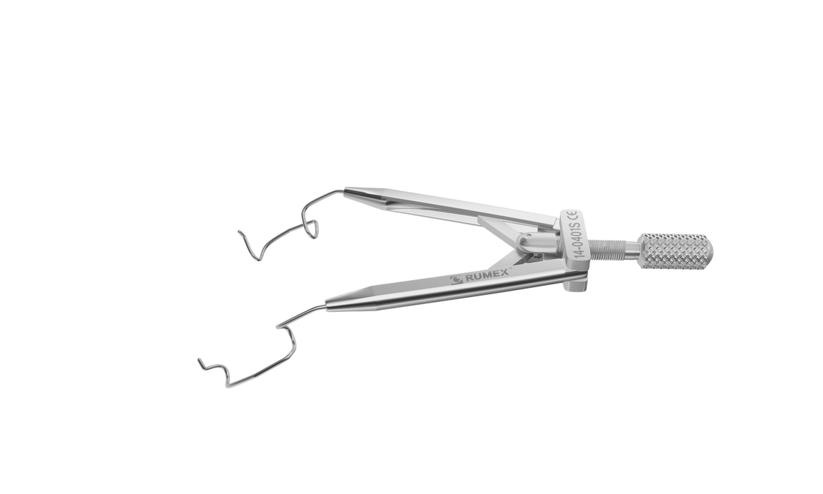 999R 14-0401S Lieberman Temporal Speculum, 14.00 mm V-Shaped Blades, Flat Branches, Adult Size, Length 76 mm, Stainless Steel