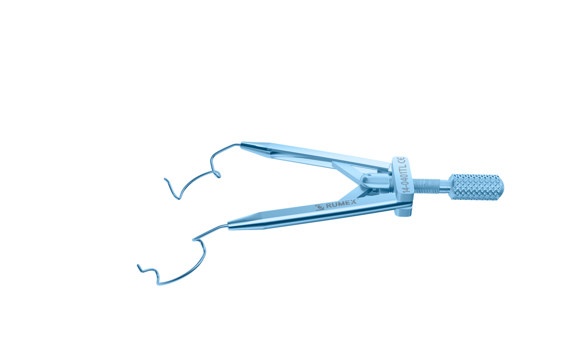 232R 14-0401TL Lieberman Temporal Speculum, 14.00 mm Rounded Open Blades, Flat Branches, Specially Designed for LASIK, Length 76 mm, Titanium