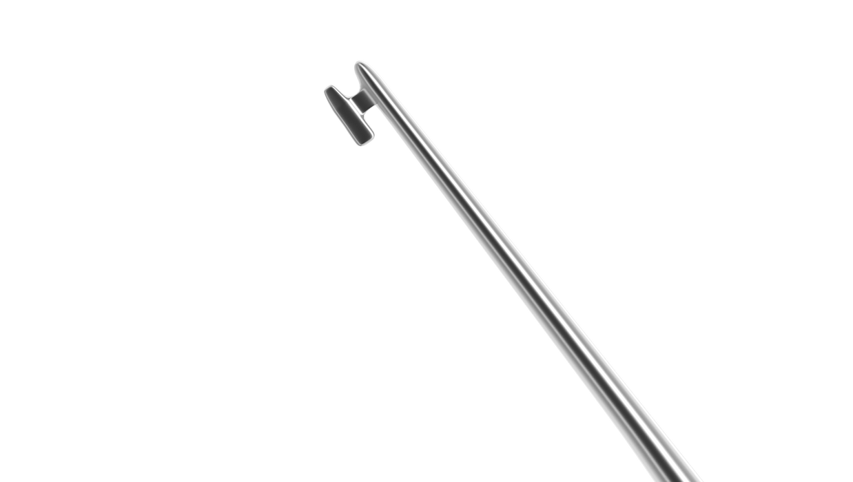 094R 5-030 Kuglen Iris Hook, Angled, H-Shaped Tip, Length 122 mm, Round Titanium Handle