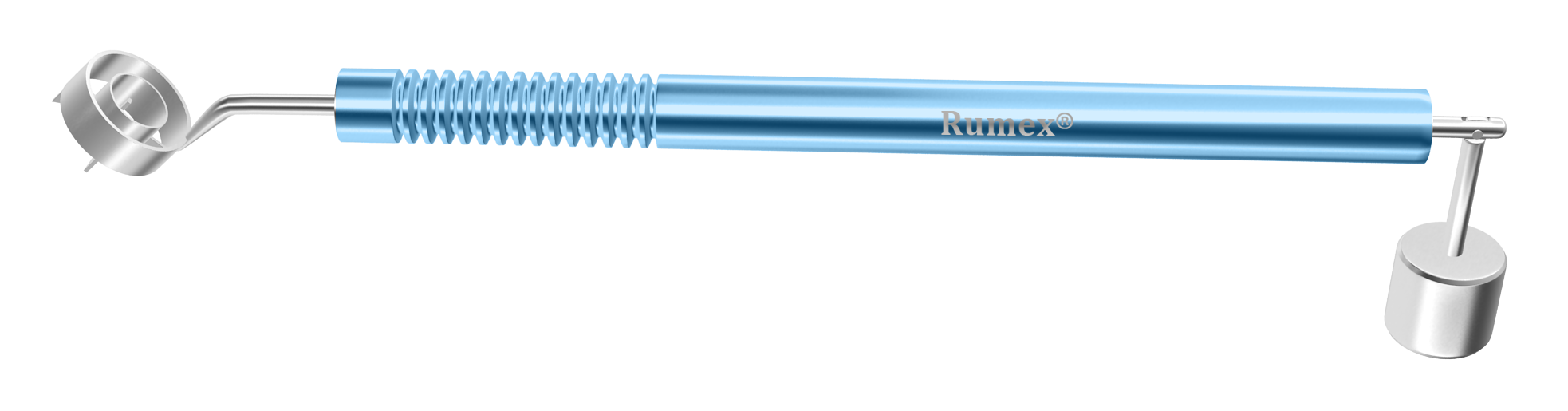 428R 3-195 Velasquez Gravity Corneal Marker for LRI/Toric IOL Implantation, Angled Shaft, 4 Radial Blades for Horizontal and Vertical Axes Marking, 5 mm Diameter Internal Ring, Length 164 mm, Titanium Handle, Stainless Steel Gravity System