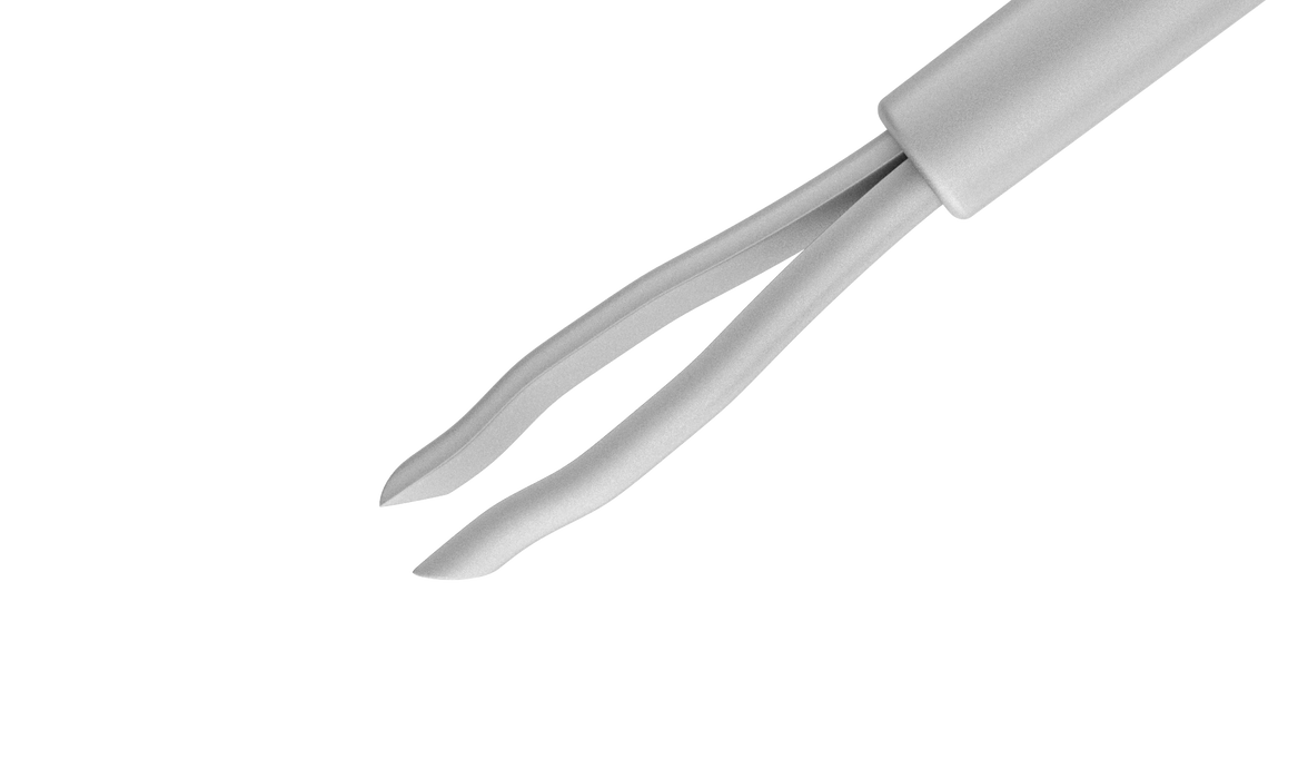 539R 12-4202-23 Asymmetrical End-Grasping Forceps, Elongated Branches, Designed for Myopic Eyes, 23 Ga, Tip Only