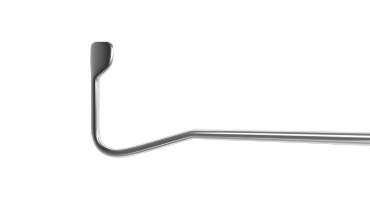 562R 5-0401 Jameson Muscle Hook, 1.50 mm Bulbous Tip, 8.00 mm Flat Hook, Length 128 mm, Flat Titanium Handle