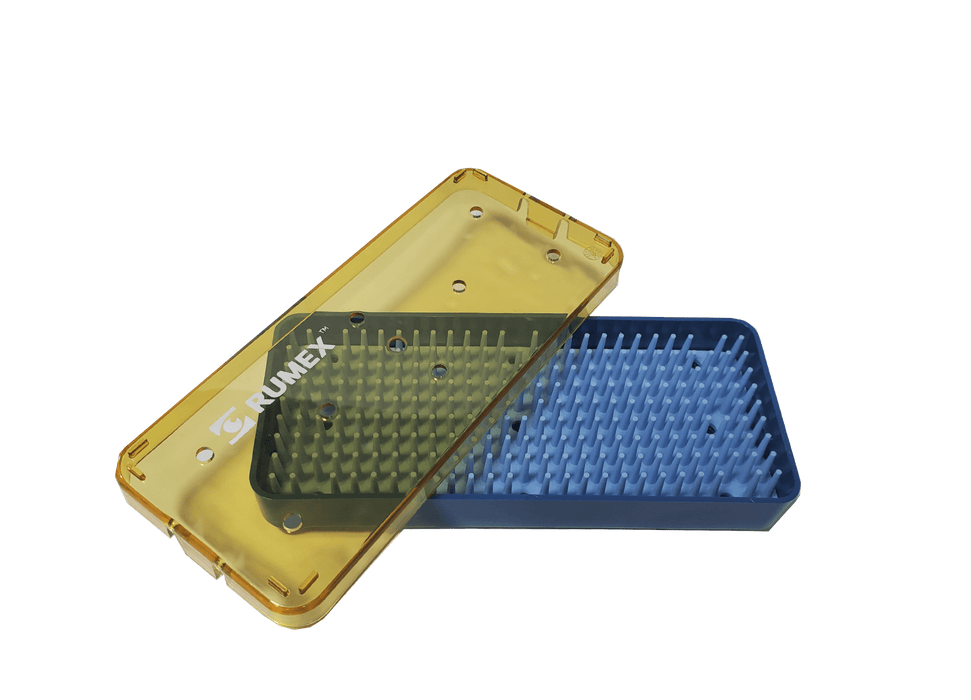 313R 18-308 Plastic Sterilization Tray with Silicone Finger Mat, Long, 190.5×63.5×19 mm, 7.5×2.5×0.75″