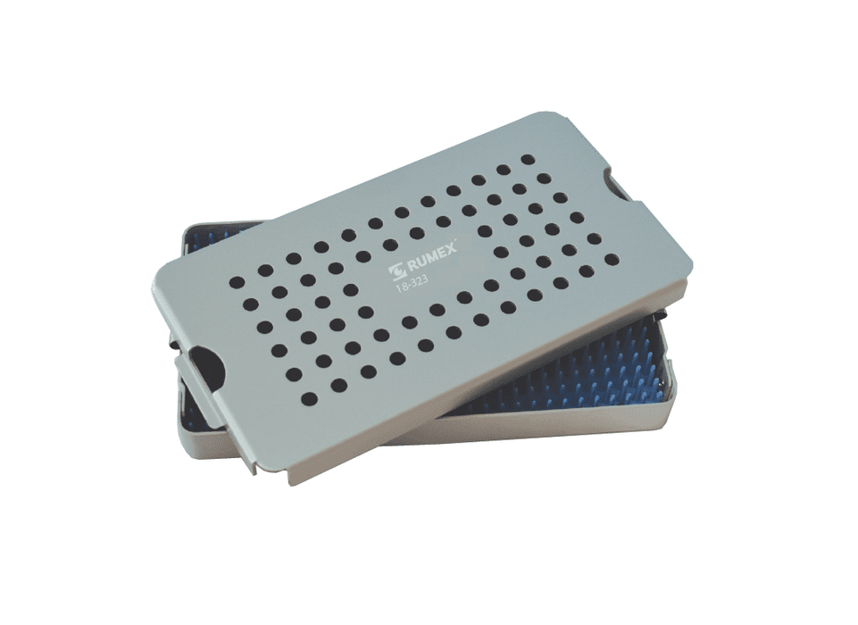 999R 18-323 Aluminum Sterilization Tray with Silicone Mat, 200×110×40 mm, 7.75×4.25×1.5″