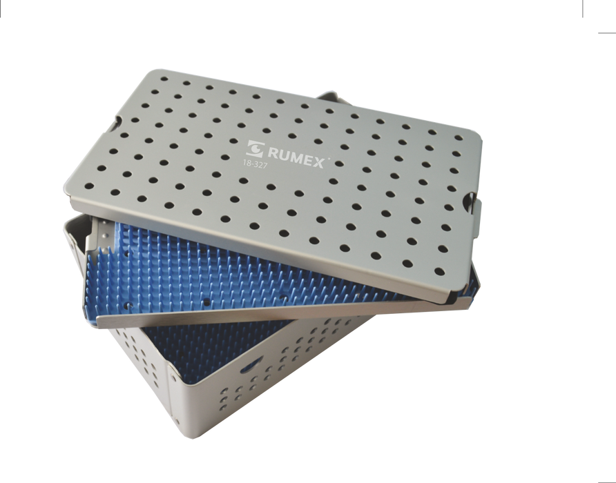 999R 18-327 Aluminum Sterilization Tray with Silicone Mat, Double Level, 260×160×80 mm, 10.25×6.25×3.25″