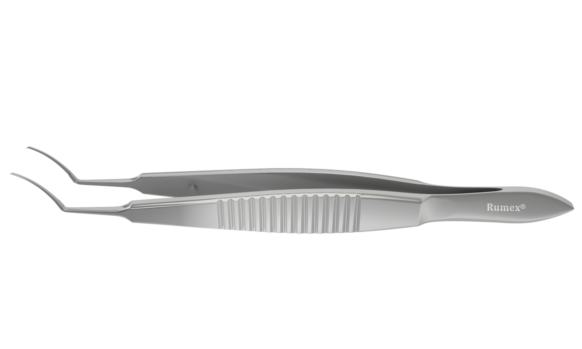 145R 4-0321S Utrata Capsulorhexis Forceps, Cystotome Tips, 11.50 mm Curved Jaws, Flat Handle, Length 107 mm, Stainless Steel