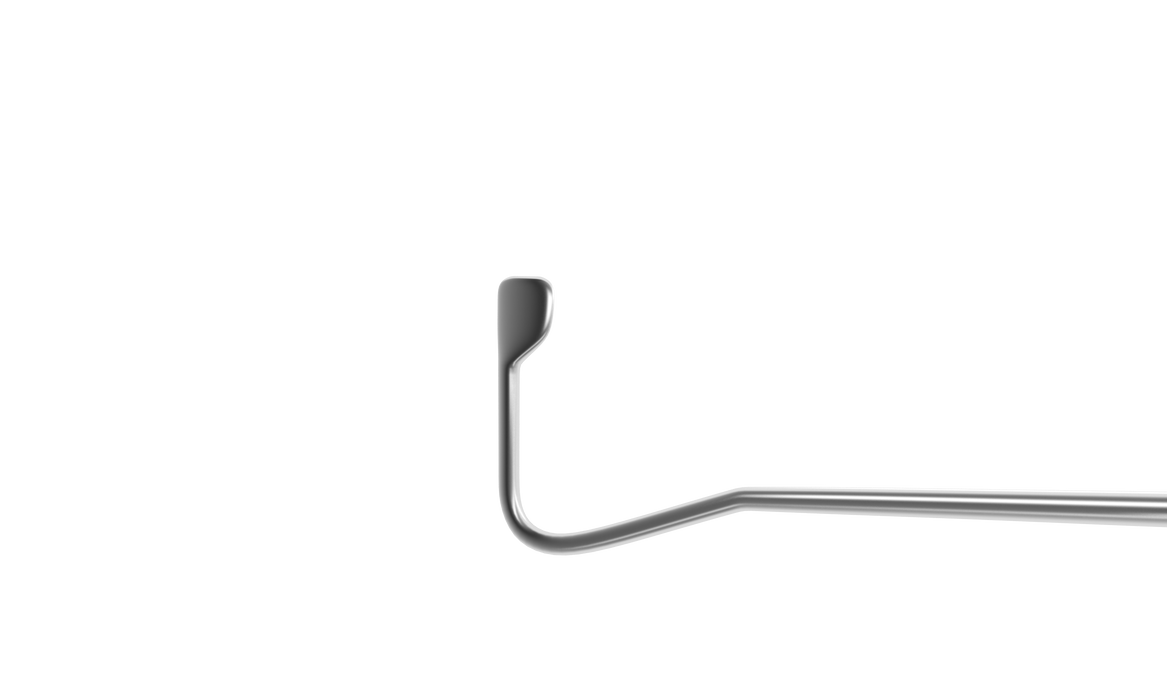 999R 5-040S Jameson Muscle Hook, 2.00 mm Bulbous Tip, 9.50 mm Flat Hook, Length 135 mm, Flat Handle, Stainless Steel