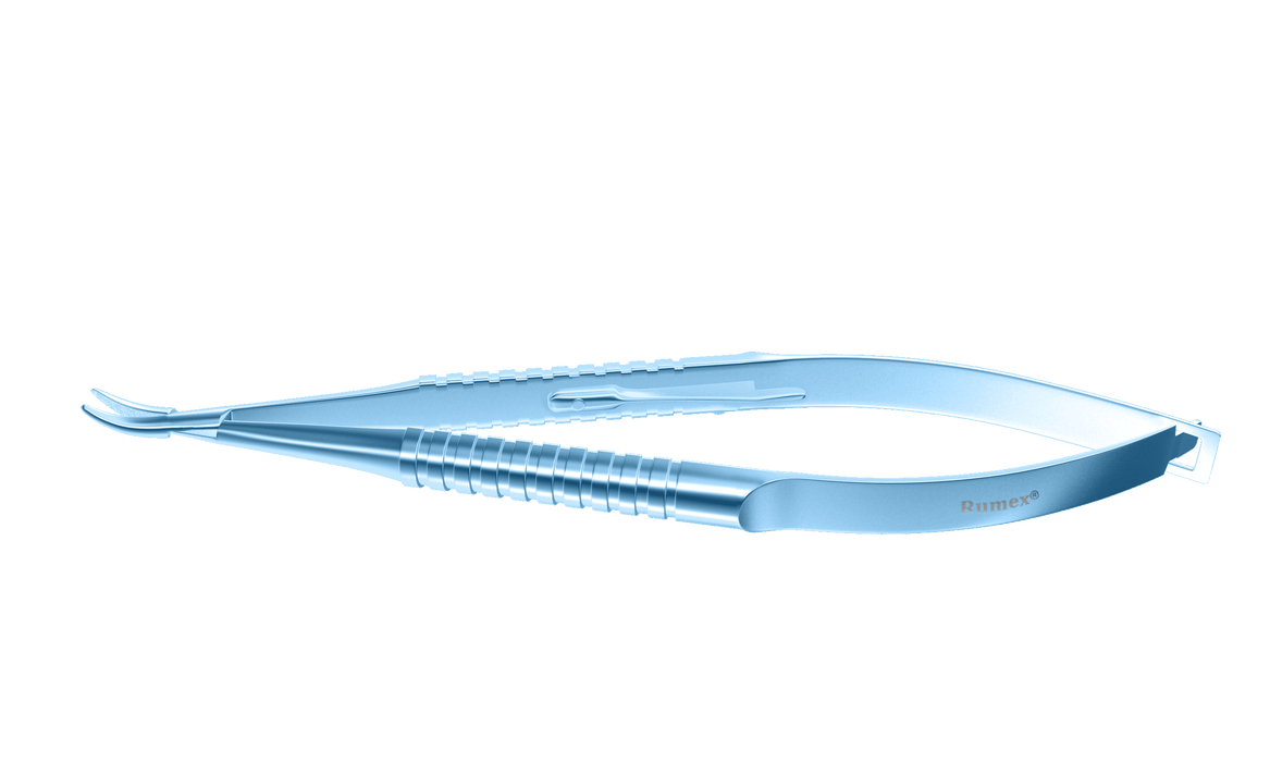 209R 8-030T Barraquer Needle Holder, 12.00 mm Standard Jaws, Curved, with Lock, Medium Size, Length 115 mm, Titanium