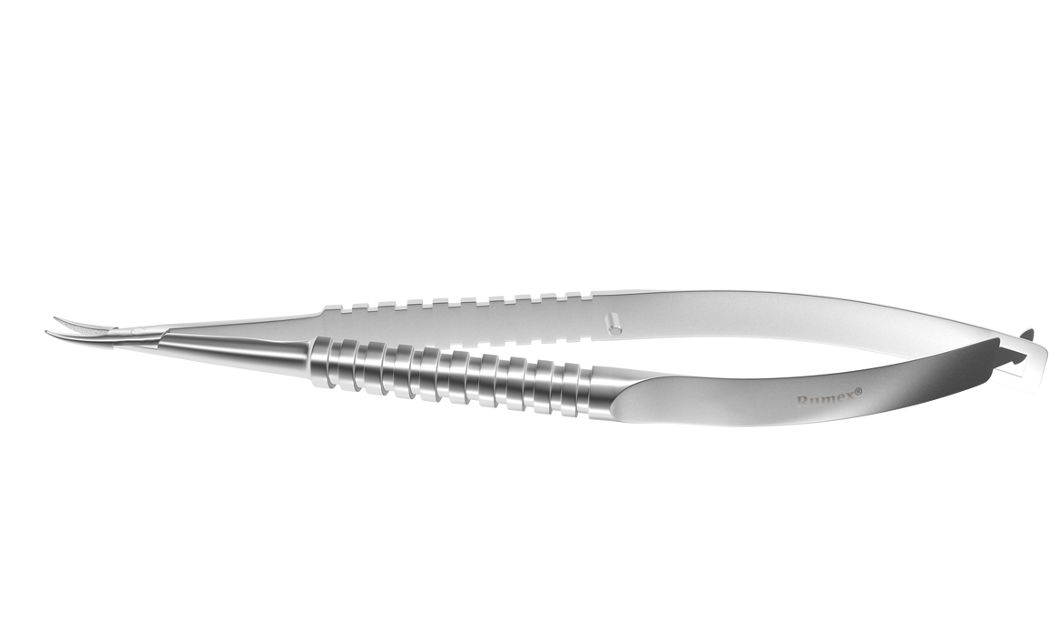 648R 8-041S Barraquer Needle Holder, 12.00 mm Fine Jaws, Curved, without Lock, Medium Size, Length 115 mm, Stainless Steel