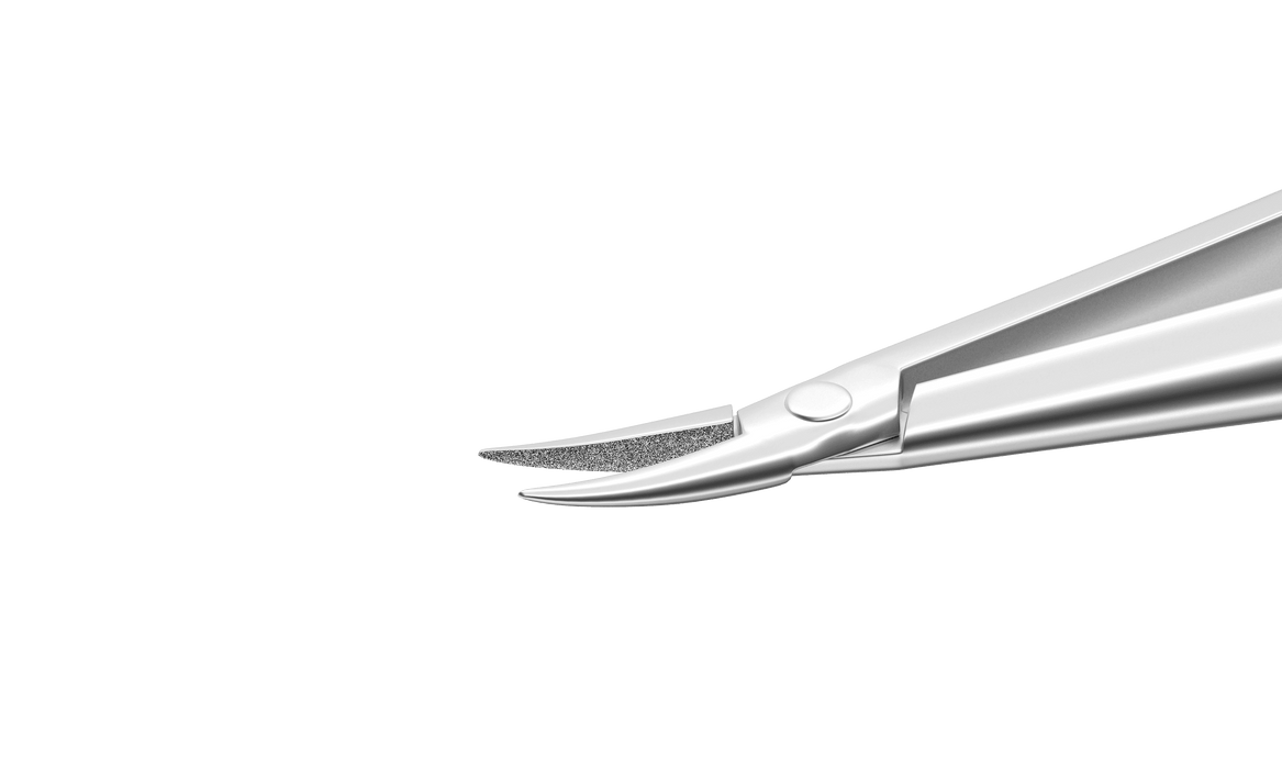 999R 8-045S Barraquer Needle Holder, 8.00 mm Extra Fine Jaws, Curved, without Lock, Medium Size, Length 115 mm, Stainless Steel