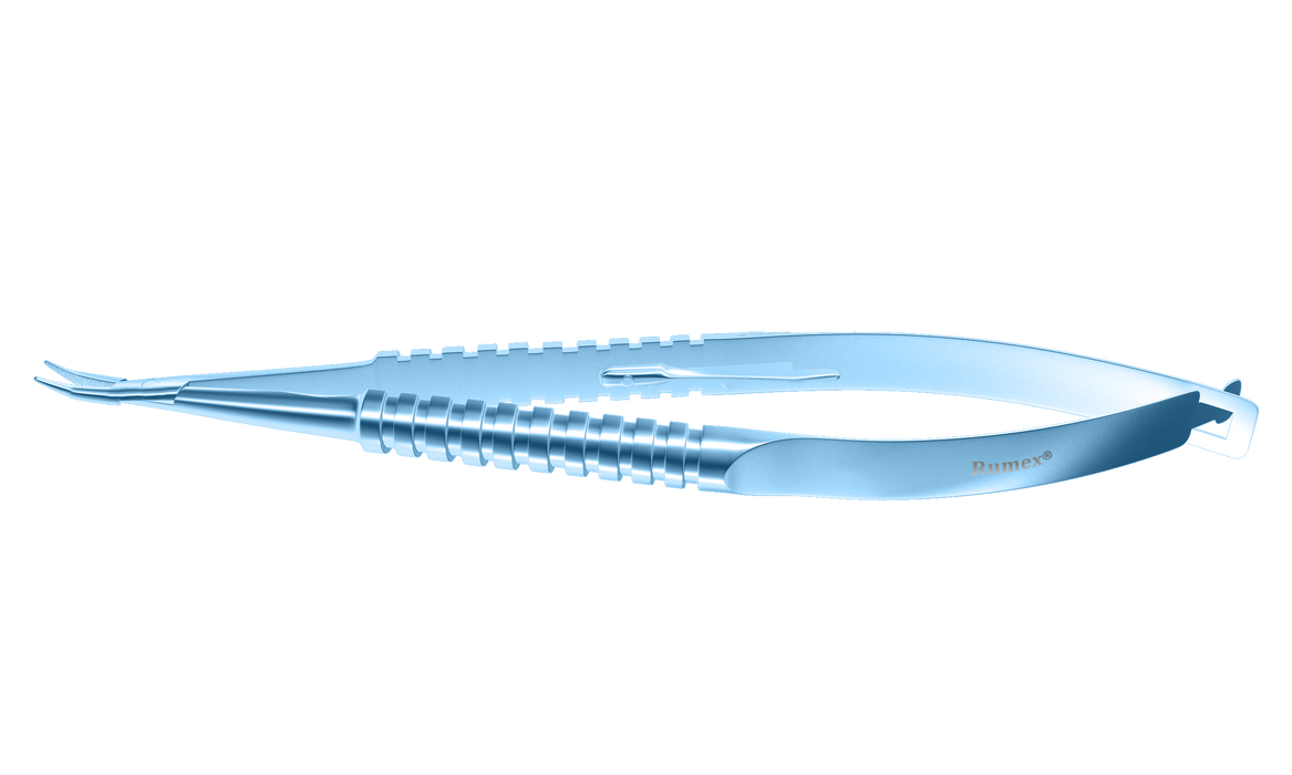 379R 8-050T Barraquer Needle Holder, 8.00 mm Extra Fine Jaws, Curved, with Lock, Long Size, Length 125 mm, Titanium
