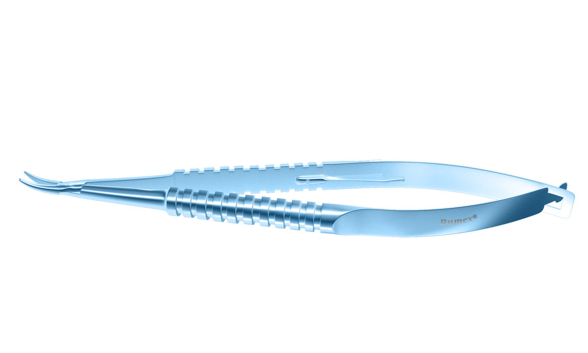 429R 8-060T Barraquer Needle Holder, 12.00 mm Standard Jaws, Curved, with Lock, Long Size, Length 125 mm, Titanium