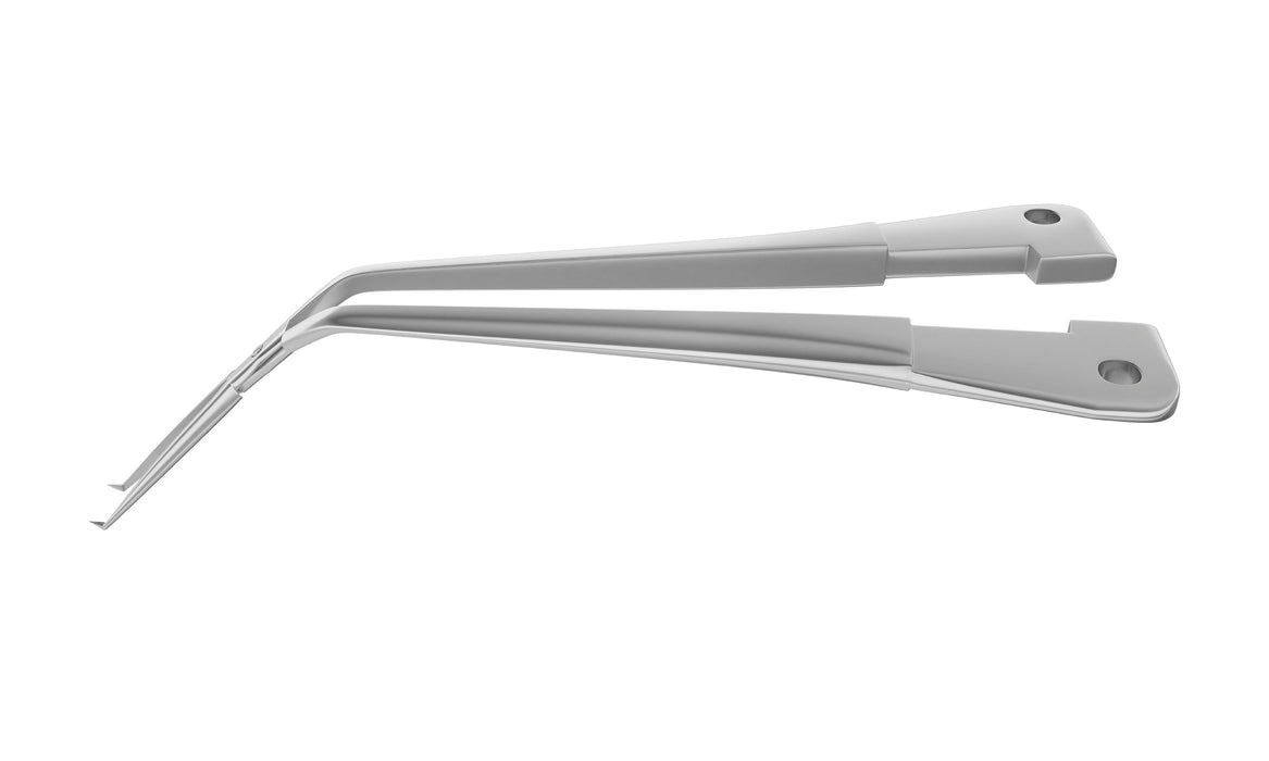 999R 4-03962/MF Capsulorhexis Forceps with Scale (2.50/5.00 mm), Cross-Action, for 1.50 mm Incisions, Straight Stainless Steel Jaws (8.50 mm), Long Lever (26.00 mm), Medium (91 mm) Flat Titanium Handle, Length 120 mm