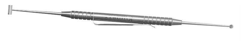 373R 16-111S Schocket Double-Ended Scleral Depressor, with Pocket Clip, Round Handle, Length 143 mm, Stainless Steel